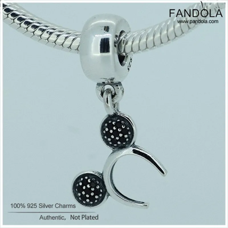 

100% 925 Sterling Silver Headband Black Crystal Dangle Charm Beads for Jewelry Making Fits Original European Charms Bracelet
