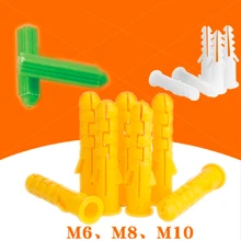 Tubo de expansão de plástico 50 peças, m6 m8 m10 flor de parede tubo de plástico parede tampões de parede para m3 m4 m5 m6 m8 parafusos autoadesivos