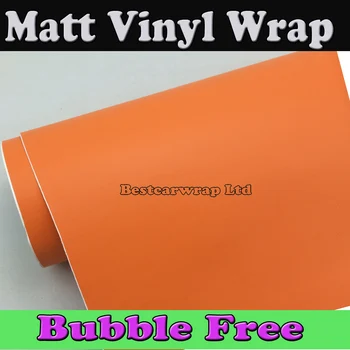 

Matt Orange Vinyl Car Wrap with Air Release Matte Vinyl Wrap Film For Car styling car covers size 1.52x30m/Roll Free Shipping
