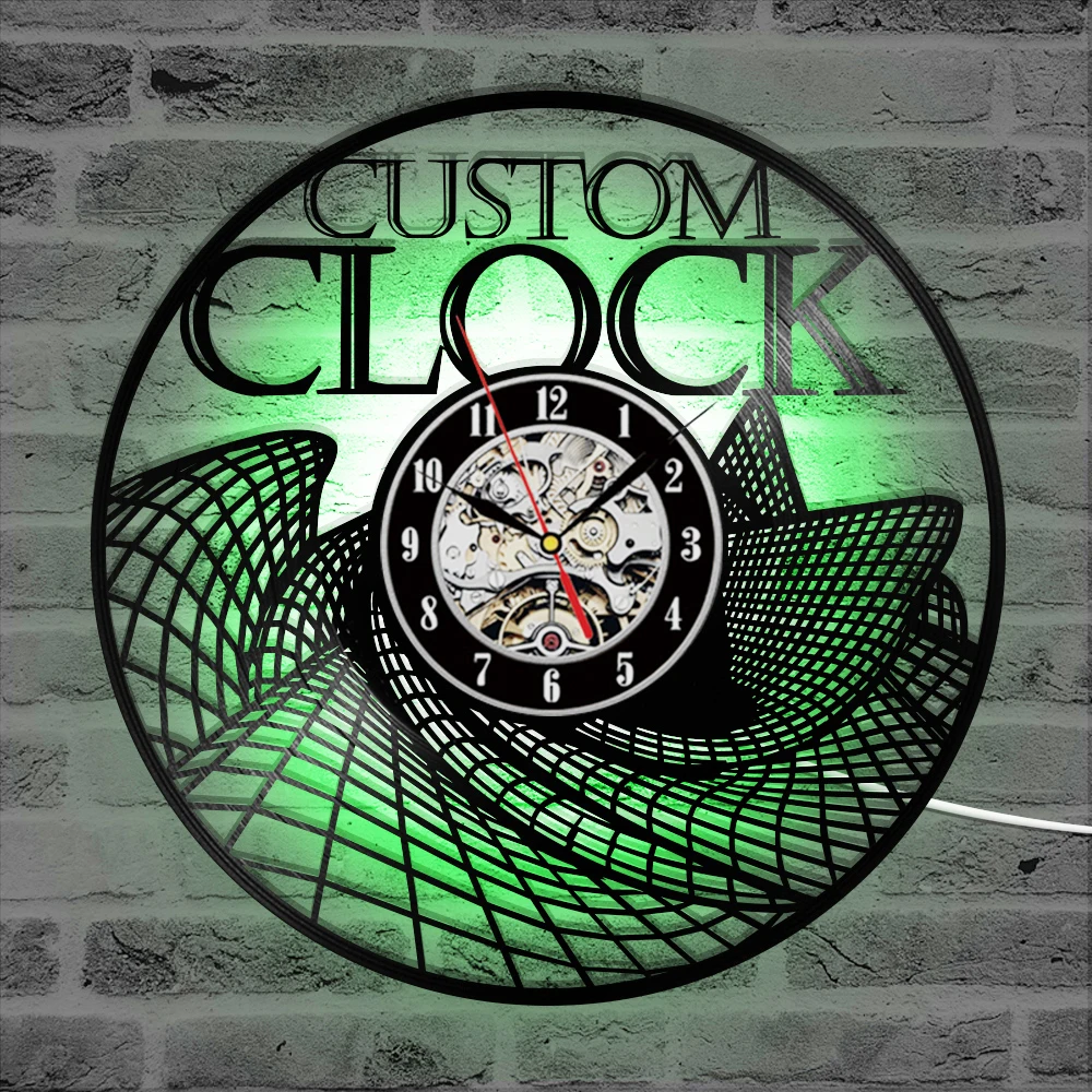 Ceny Czarny okrągły Griding zegar muzyczny cd Hollow Vintage i kreatywny styl wiszący zegar ścienny led wystrój pokoju moda zegar ścienny