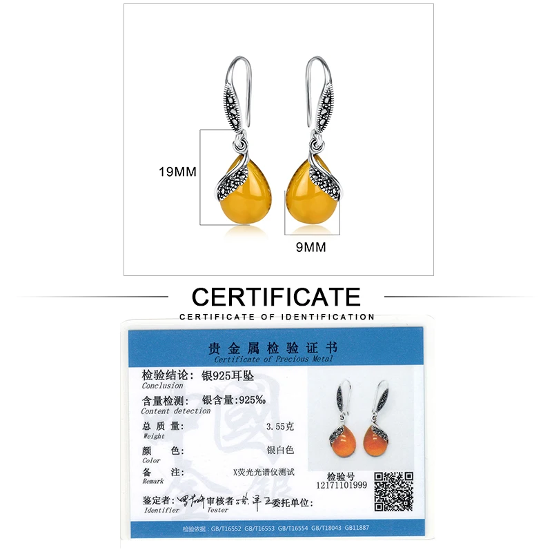 Женские винтажные серьги JIASHUNTAI из 100% стерлингового серебра 925 пробы с