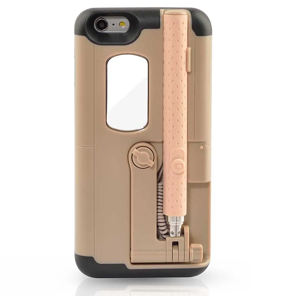 Caseii палка для селфи телефона чехол для iPhone 6 plus уникальный Портативный Выдвижная монопод проводной палка для селфи чехол для iPhone 6 S плюс - Цвет: Gold