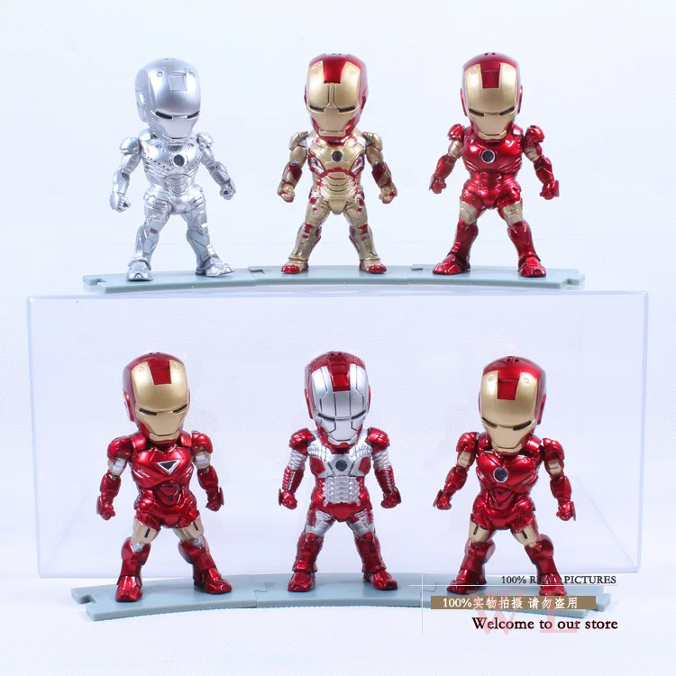Free Shipping Iron Man Eye Light Function Mark 2 3 4 5 6 42 PVC Action Figure Collectible Model Toy 6pcs/set L92 | Игрушки и хобби