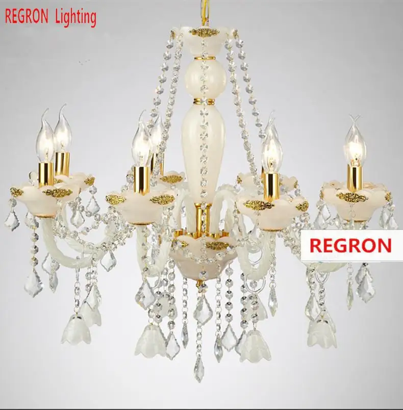 

Regron Deluxe Chandelier Wedding Candelabra White Crystal Led Chandeliers Romantic Hanging Fixture For Lounge Banquet Villa Cafe