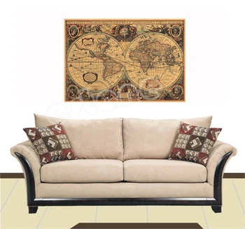 

71x50cm Old World Globe Map Matte Brown Paper Poster Retro Vintage Decor