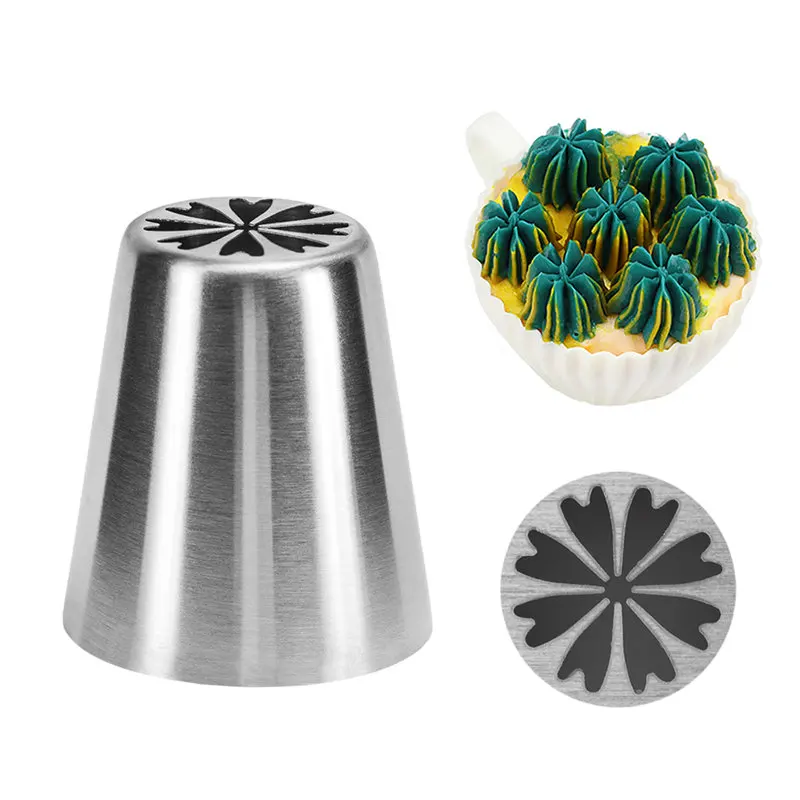 

1Pcs VOGVIGO New Sugarcraft Cupcake Baking Tool Stainless Steel Russian Heart Shaped Icing Piping Nozzles Pastry Cream Nozzles