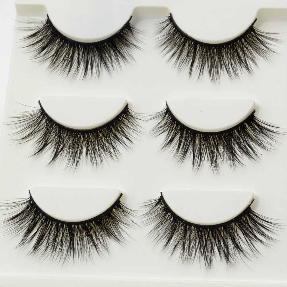 

3 Pairs Eyelashes Winged False Lashes Natural Long Cilios Mink False Eyelash Make Up Beauty Faux Mink Lashes Maquiagens Tools