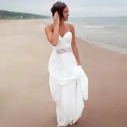 2016 новое поступление А линии милая рукавов империя шифон спинки свадебные платья vestido де noiva пляж свадебные платья