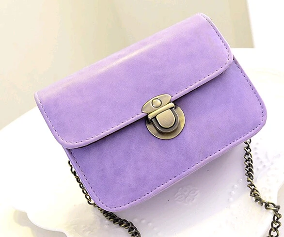 

New Fashion Women Messenger bags Chain Shoulder Bag PU Leather Candy Color Crossbody Mini Bag