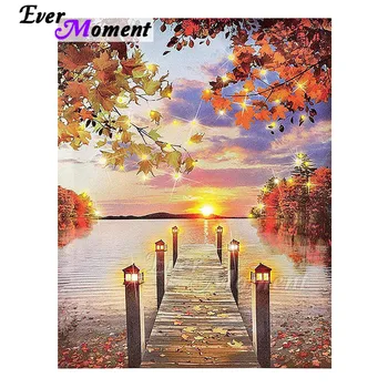 

Ever Moment Diamond Painting Bridge Light Leave Handmade Full Square Mosaic Picture Of Rhinestone Diamond Embroidery S2F2170