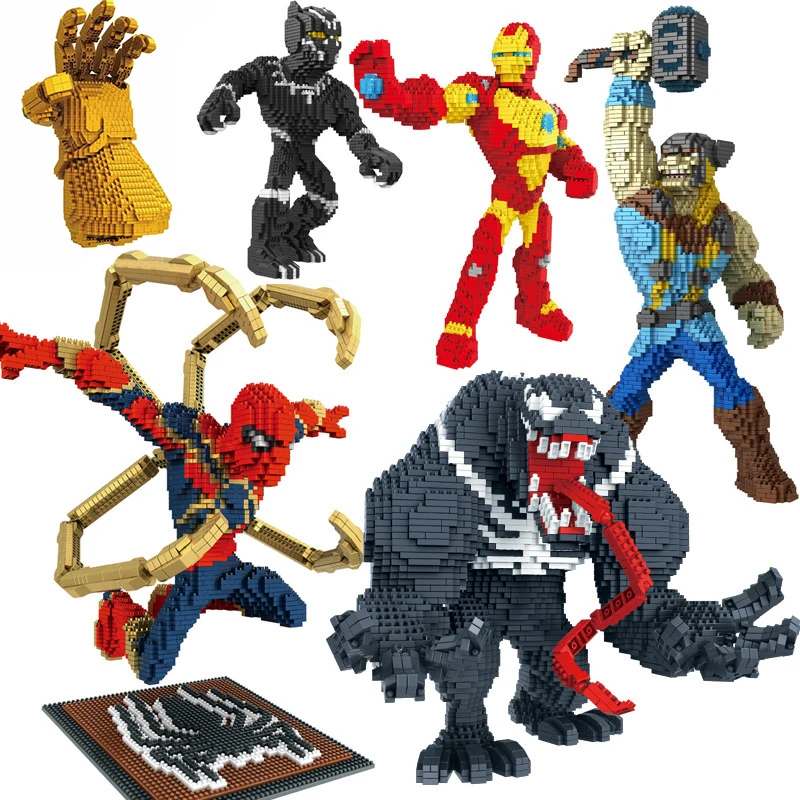 

Uncompatible Legoing Marvel Avengers Spider Iron Man Sets Diamond Blocks Thanos Infinity War 3 Nano Super Heroes Venom Captain