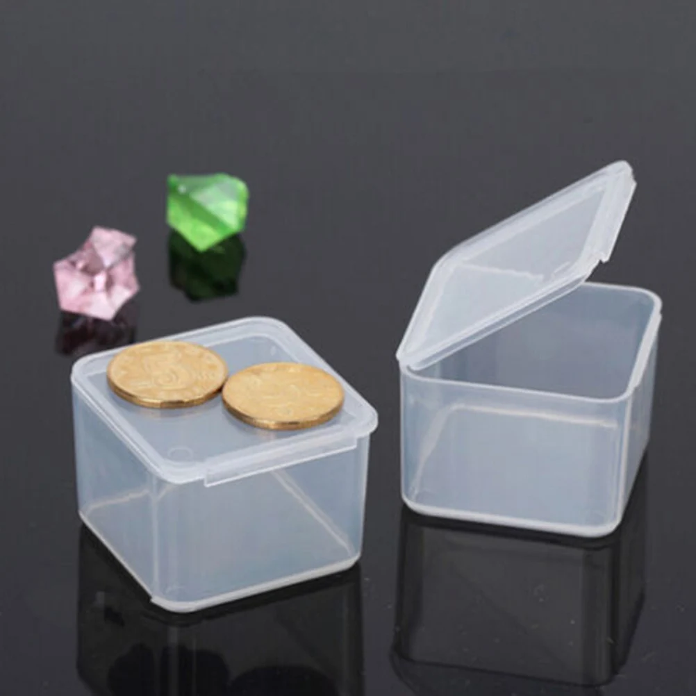 1PCS Plastic Transparent Small Square Boxes Packaging Storage Box With Lid for Jewelry Storage Accessories Finishing Container
