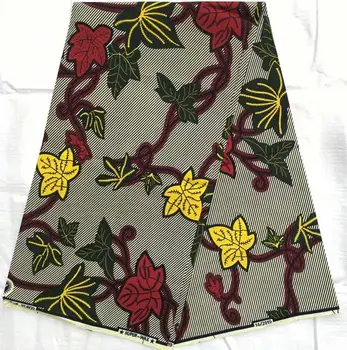 

6 Yards/lot Hot sale gray african wax and nice printed flower batik wax fabric for dress VH154