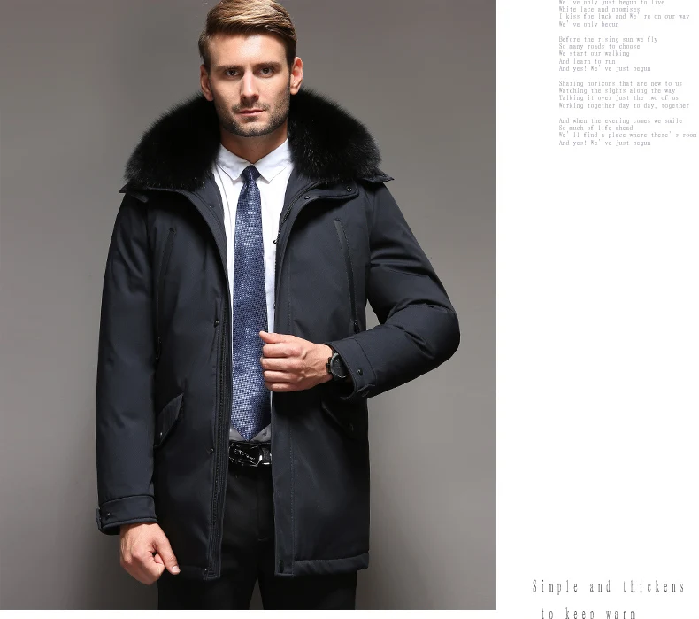 VSD Fashion Winter Jackets Men's Warm Down Coat Parka Thickening Rabbit hair Liner Detachable Turtleneck Windproof Concise VS887 (9)