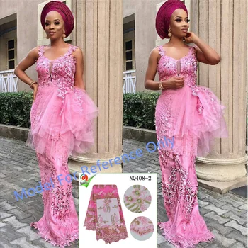 

NQ408 Multi Colors 5 yards African Tulle Net Lace Embroidered Fabric for Bridal And Party French Cotton Lace Fabric