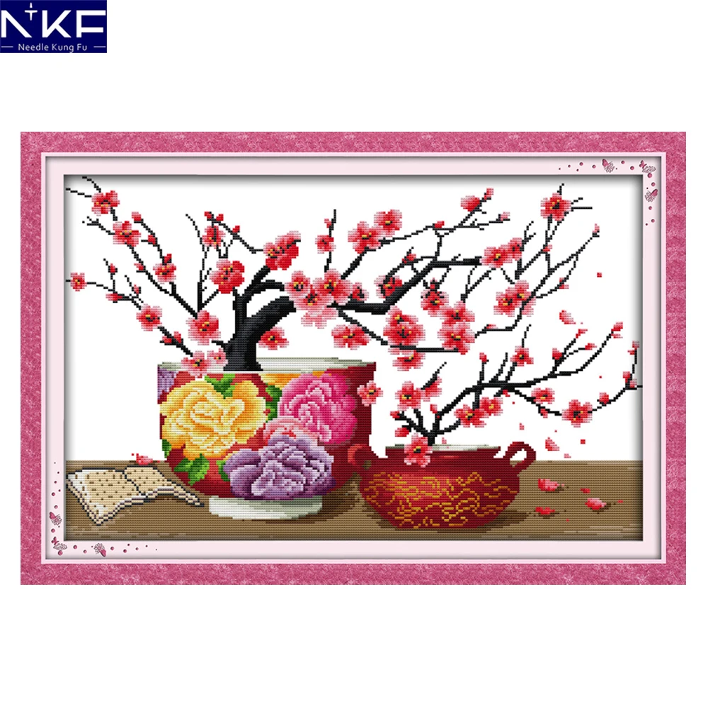 

NKF Elegance Flower with Fragrance Pattern Chinese Counted Cross Stitch Kits for Embroidery Cross Crafts Cross Stitch Sets