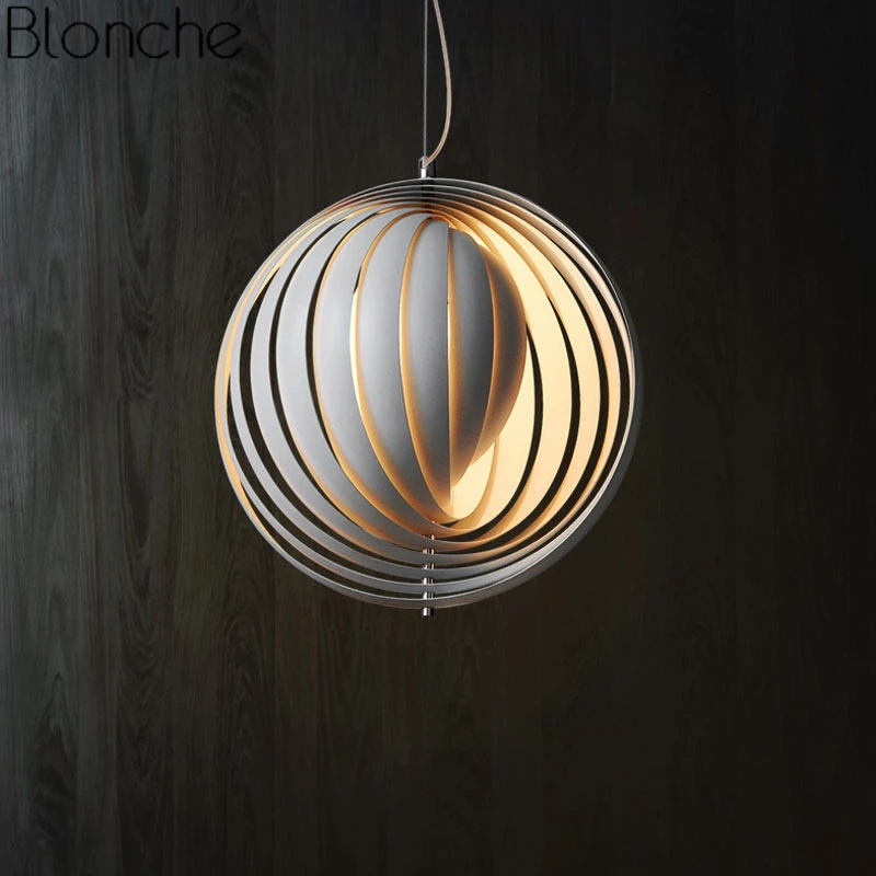 

European Pendant Lights Art Simple Hanging Lamp Ball Moon Led Fixtures for Living Room Kitchen Home Decor Lamp Loft Luminaire