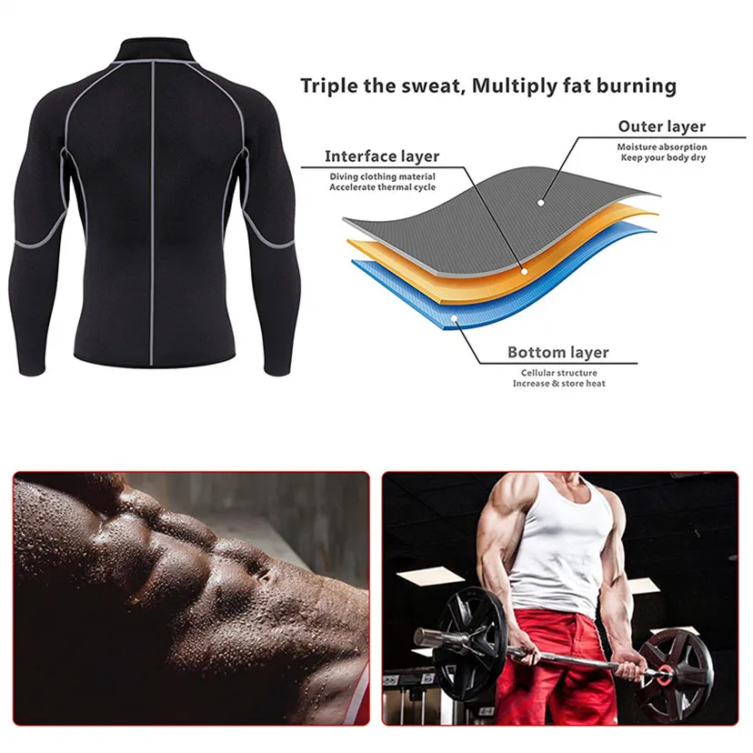 Men Neoprene Long Tops Underwear Men's Waist Trainer Undershirt Sweat Sauna Shirts Male Bodyshaper Fitness Fitness Singlets