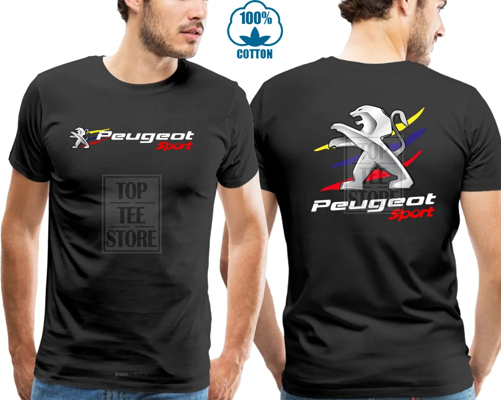 

T Shirt Peugeotold Rally Car Wrc Men'S Round Neck Short Sleeves Cotton T Shirt