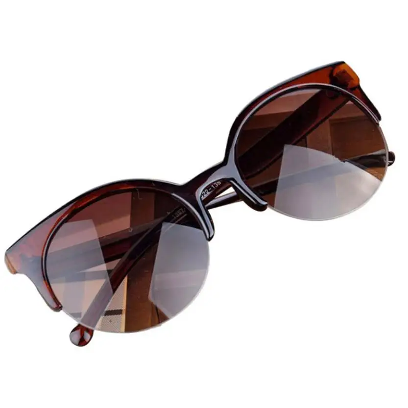 Винтажные Солнцезащитные очки кошачий глаз, полуоправа, круглые солнцезащитные очки для мужчин и женщин, солнцезащитные очки, автомобильный стиль