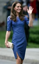 Schöne Kate Middleton Abendkleid mit Halbmuffe vestidos de formatura curto 2016 Appliqued Satin Knielänge Partei-kleid
