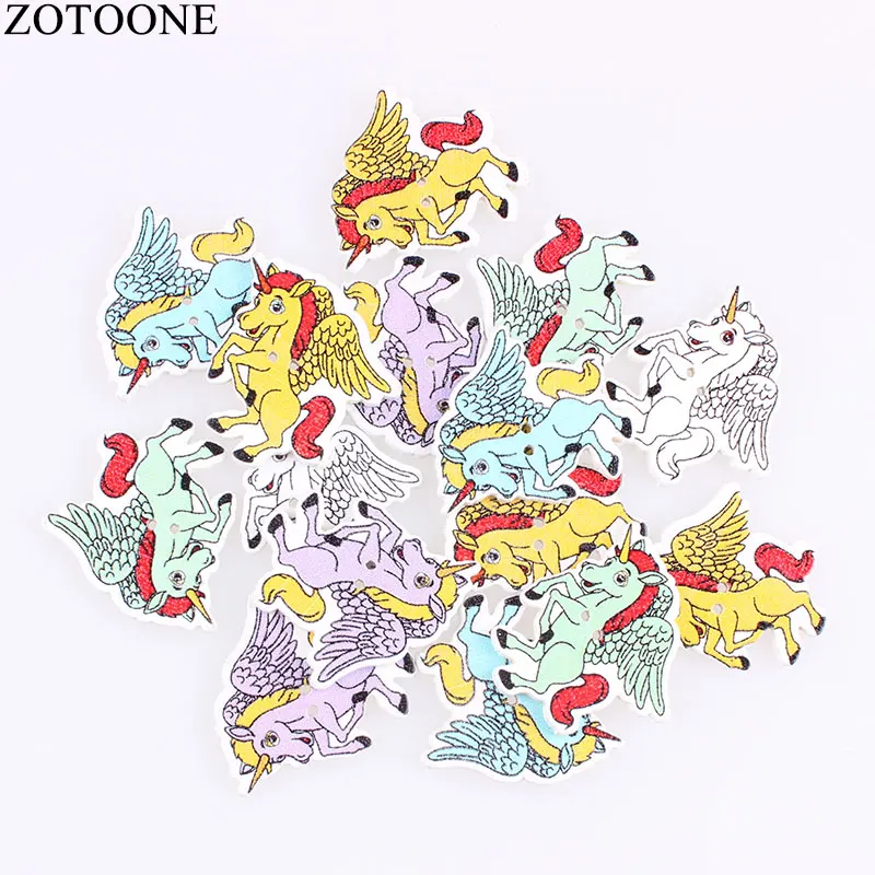 ZOTOONE 100 шт. микс цветов симпатичная лошадка Единорог Крыло деревянные пуговицы 2