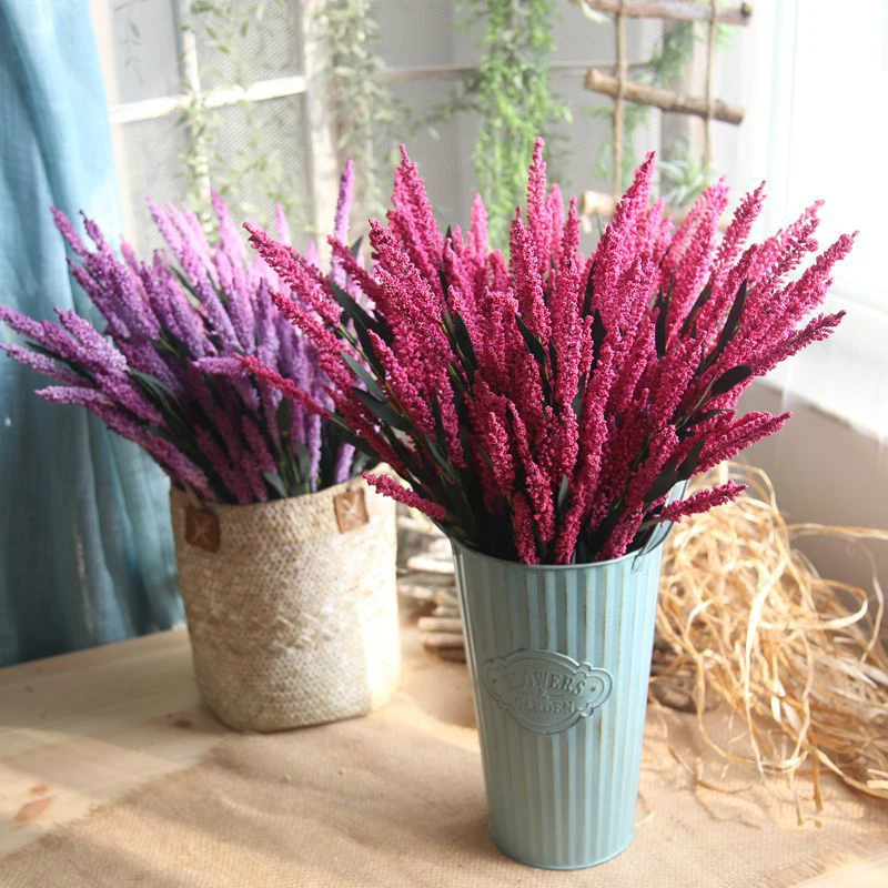 

Artificial Europen Style Lavender Home Decoration Simulation Flowers With Branch Leaves Purple Lavenders PE DIY Room Decor