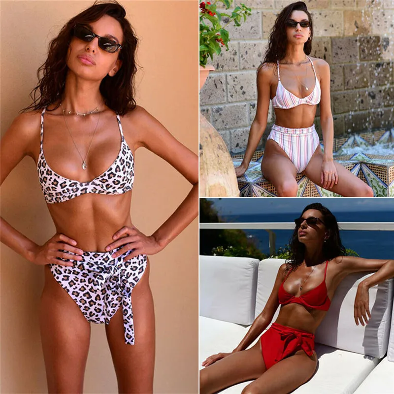 

GLANE New 2019 Sexy Women Push-up pop Bikini Set Bandage Swimsuit Summer Beach Swimwear Beachwear Suit Lady Swimming Suit