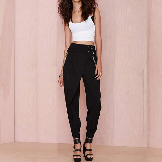 black high waisted loose pants