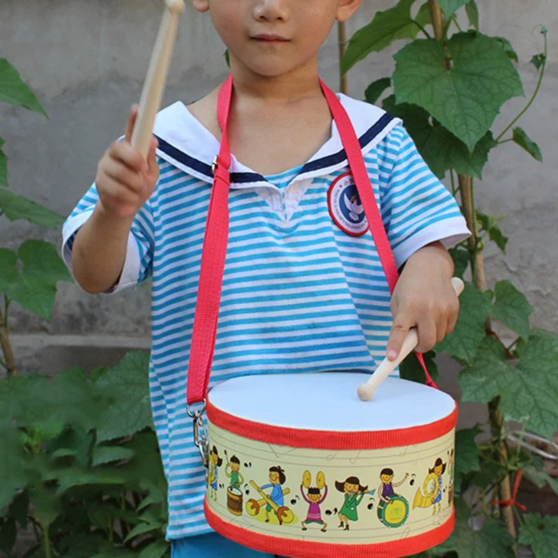 Tambor de Madeira Musical para Crianças Brinquedos do Bebê Crianças Cedo Educacional Instrumento Bater Mão Tambor Brinquedos 16 Brinquedos e hobbies