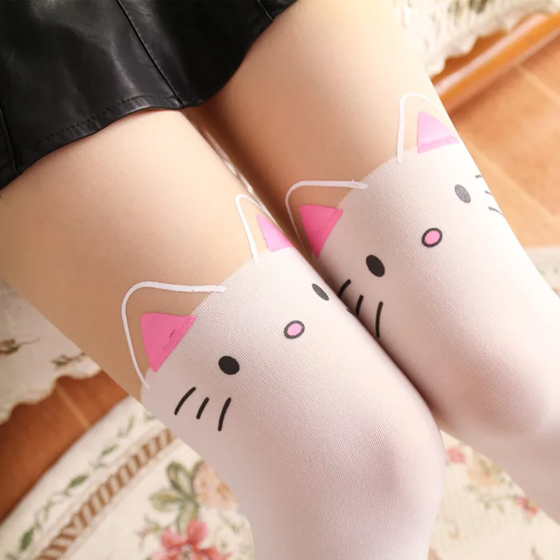 Модные Японские Женские колготки, зимние дизайнерские колготки hello kitty, Колготки с высокой талией