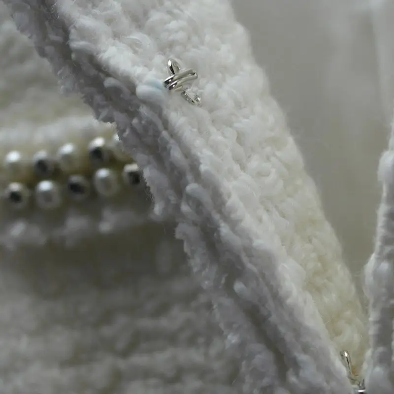 Черный/белый твидовый пиджак+ шорты костюм осень/зима Женская куртка на заказ с крупным бисером шерстяные брюки костюм XS | S | M | L | XL