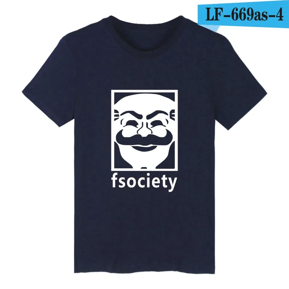 Mr Робот Fsociety, короткий рукав, футболка, мужская, брендовая, повседневная, забавная, футболка, мужская, хлопок, США, телевизионная серия, модная футболка, мужская, 4XL - Цвет: navy blue