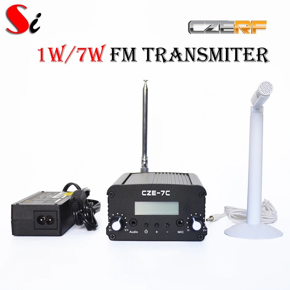 CZE 7C 7W Стерео PLL FM передатчик Комплект радиостанции + микрофон|broadcast radio|fm transmitter
