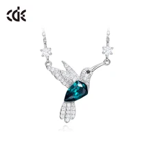 CDE 925 пробы Серебряное ожерелье украшено с кристаллами от птица кулон Цепочки и ожерелья для Для женщин воротник Цепочки и ожерелья подарки