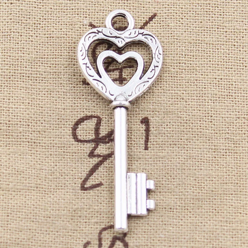 

4pcs Charms vintage skeleton heart key 47x17mm Antique Making pendant fit,Vintage Tibetan Silver,DIY bracelet necklace