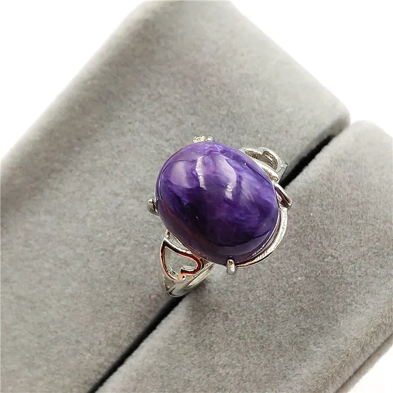 Adjustable Ring Natural Purple Charoite Gemstone (6)