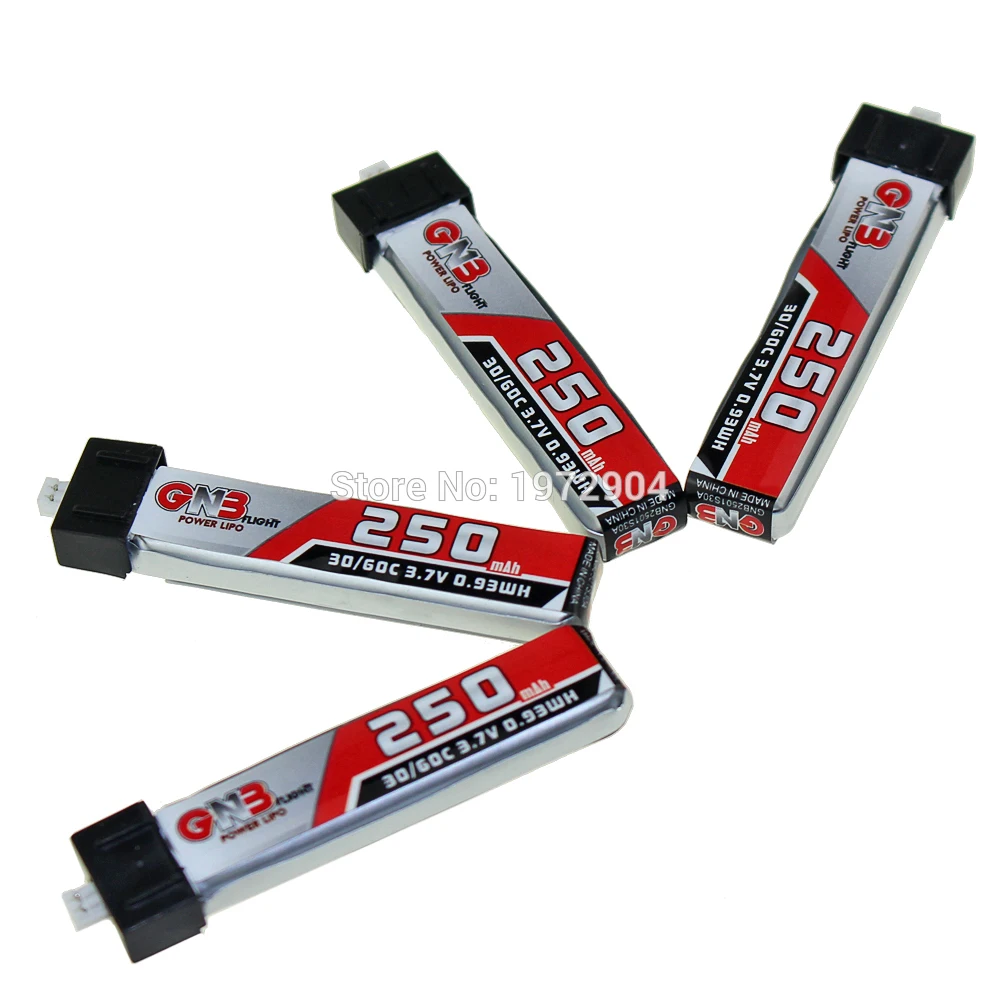 

4PCS or 1pcs 1S Lipo Battery GAONENG 250mAh 3.7V 30C/60C Rechargeable for Blade for Nano QX CPX Tiny Whoop