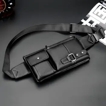 

Fanny Pack Mens Womens Waist Pack Belt Bag Faux Leather Chest Bag Travel Sport Bum Bag