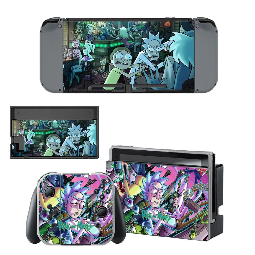 

Rick and Morty Decal Vinyl Skin Protector Sticker for Nintendo Switch NS Console +Controller + Stand Holder Protective Film