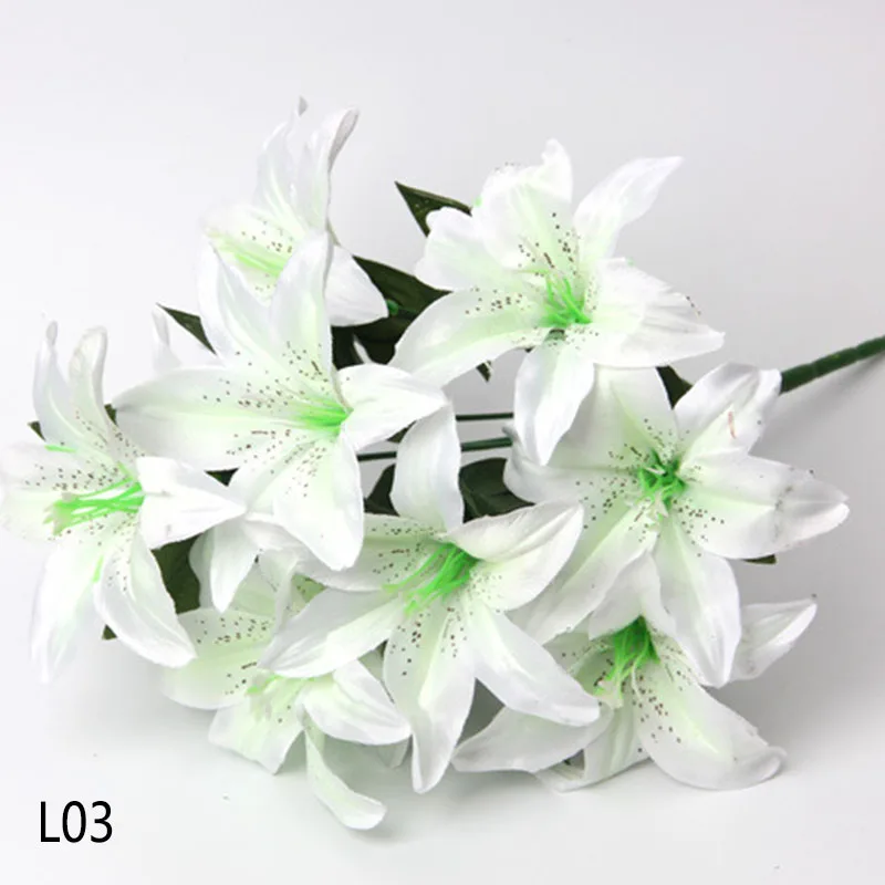 

10 Heads/Pcs Aritificial Silk Romantic Flowers for Wedding Party Arrangement Lily Flower Silk Flower Tiger Orchid Home Decor 7