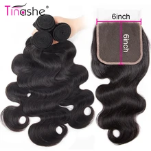 Tissage en lot brésilien Remy naturel Body Wave-Tinashe | 6x6, avec Lace Closure, lot de 3