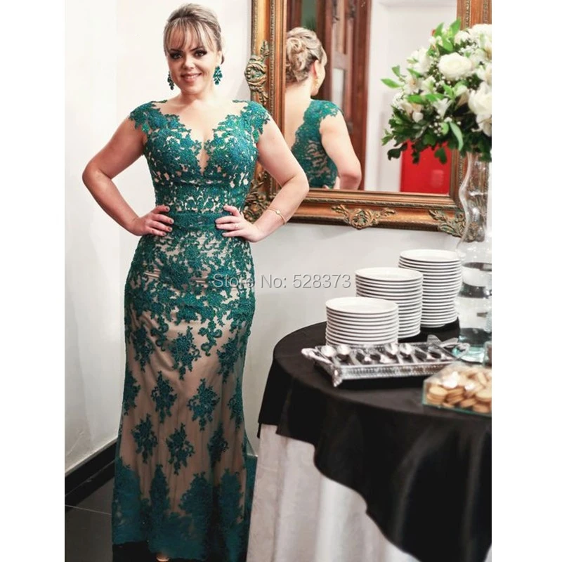 

YNQNFS MD132 элегантные кружевные платья с V-образным вырезом и рукавами-крылышками Русалка для матери невесты/жениха зеленые/телесные два цвета 2019