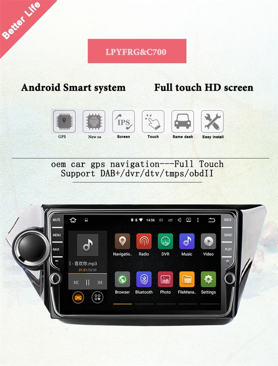 Discount 8" Carplay 4G RAM Android 9.1 CAR Radio GPS Navigation For KIA RIO K2 2010 2011 2012 2013 2014 2015 Car DVD Player Octa Core 2