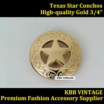 

(KB201) 10pc 3/4'' Metal Concho Western Texas Star Concho Leathercraft Gold