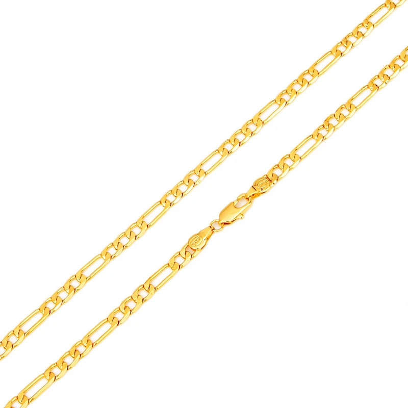 Классические мужские желтое золото цвет заполнены 5 мм Италия плоские Figaro цепи ожерелье 24 дюйма