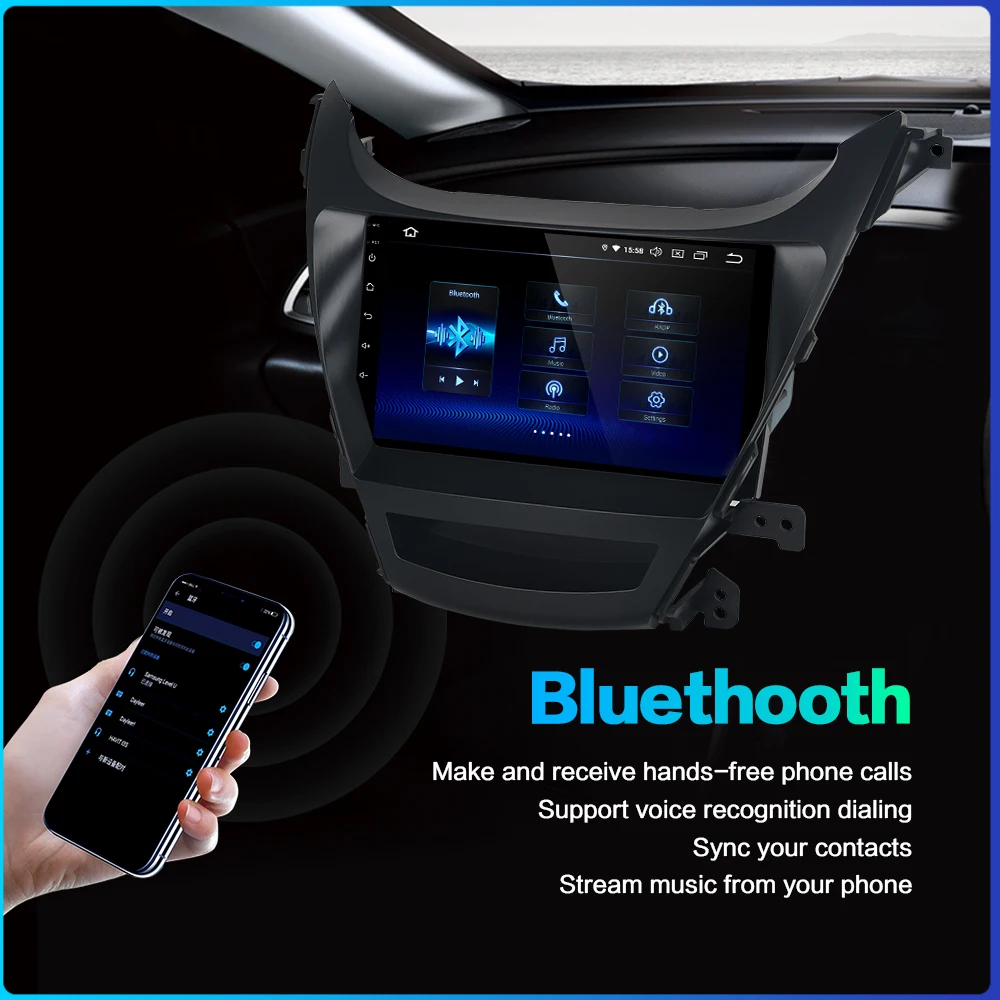 Best Dasaita 9" Display Autoradio Android 9.0 Car Stereo for Elantra 2014 2015 Radio 1 Din  GPS Navigation MAX6 DSP 3
