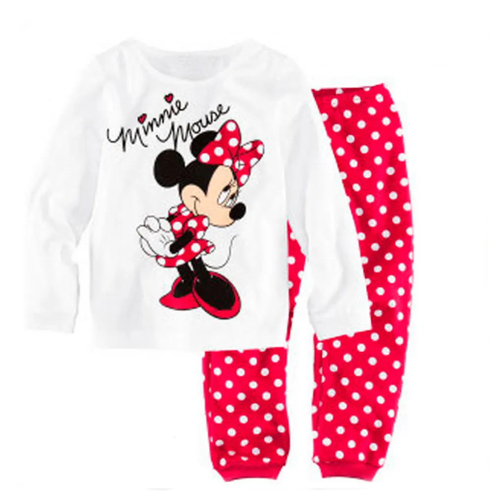 Пижамы для девочек; детский комплект одежды с длинными рукавами; осенняя одежда для сна с милым рисунком принцессы из мультфильма «Дисней», «Минни», «Холодное сердце»