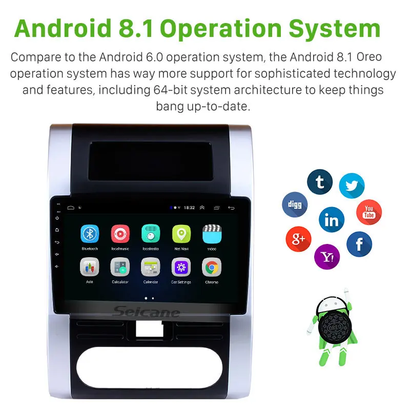  Seicane 101 Android 81 2Din Radio de coche de cuatro núcleos GPS reproductor Multimedia unidad prin