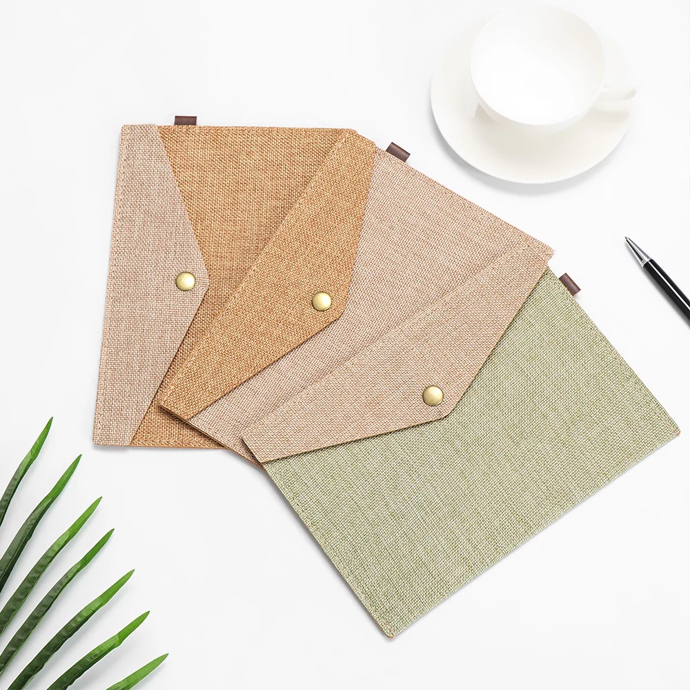 

A4/A5 Elegant Big Capacity Document Bag Imitation Linen Canvas Felt File Bag Briefcase File Folders Office Supply